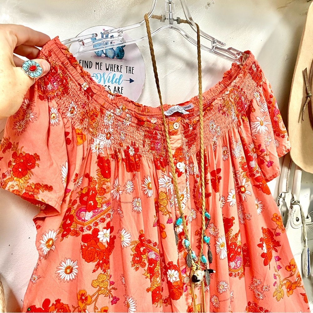 Anthropologie Patrons Of Peace off the shoulder tunic/mini dress w prairie vibe - Picture 5 of 10